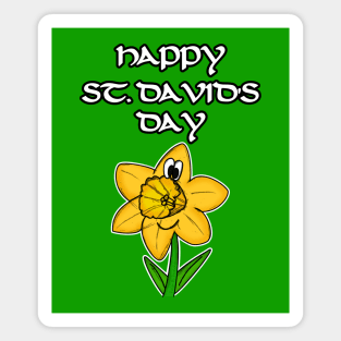 Happy St David's Day Cartoon Daffodil Wales Magnet